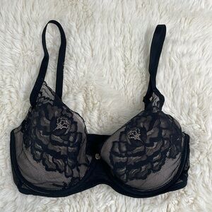 Natori Black Lace Bra with nude lining